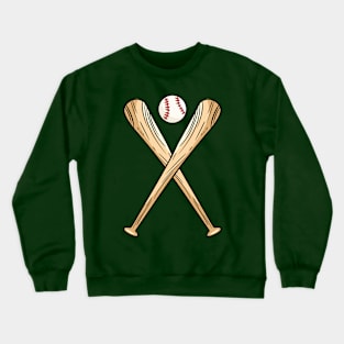 Two Crossed Baseball Bats and Ball Crewneck Sweatshirt